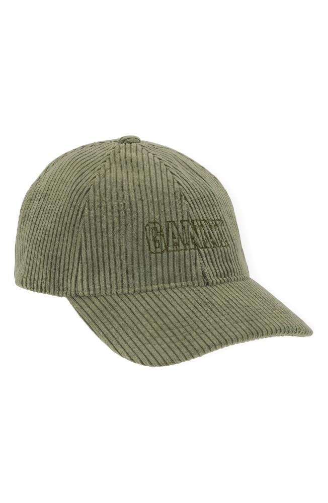 Ganni Corduroy Baseball Cap in Olive Drab Cover