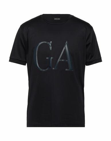 Giorgio Armani Man T-shirt Midnight blue Cotton, Bovine leather Cover