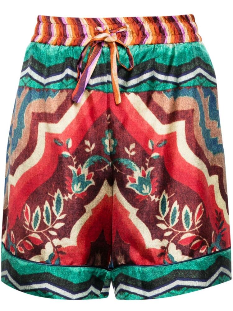 Pierre-Louis Mascia floral-print silk shorts - Red Cover