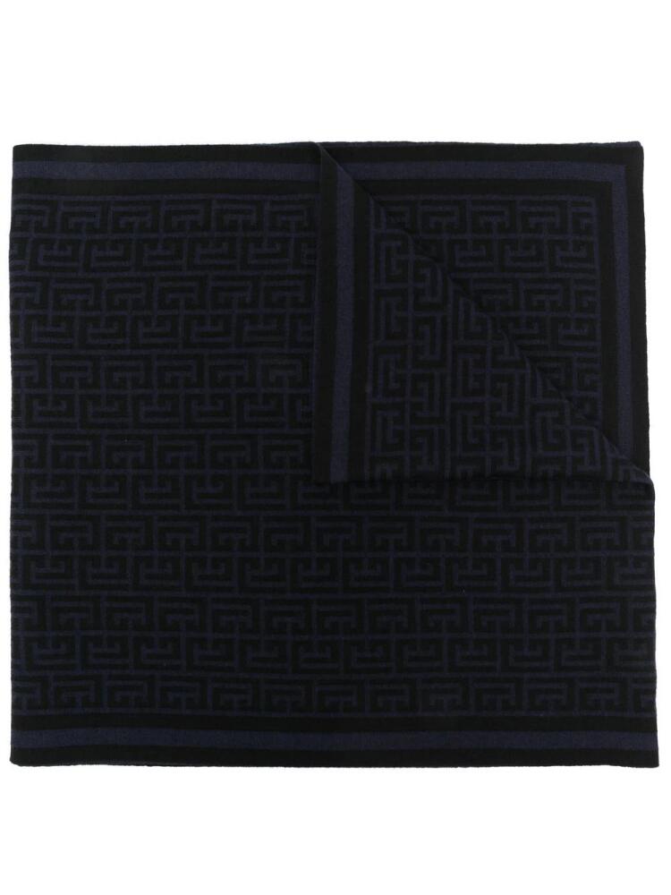 Balmain all-over logo-pattern scarf - Blue Cover