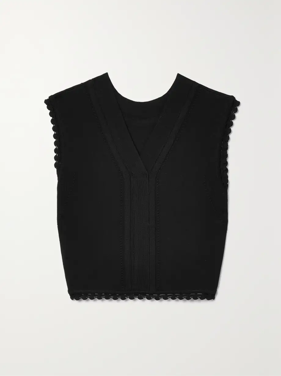 Victoria Beckham - Cropped Stretch-knit Tank - Black Cover