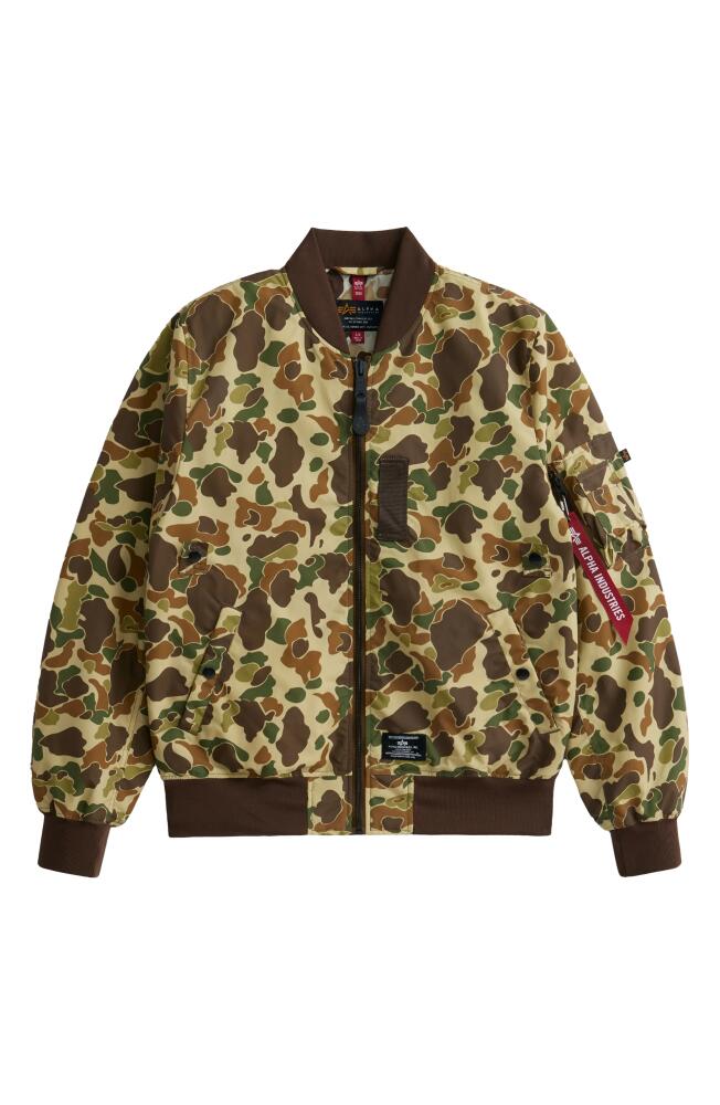 Alpha Industries L-2B Skymaster Gen II Water Resistant Bomber Jacket in Green Frog Skin Camo Cover