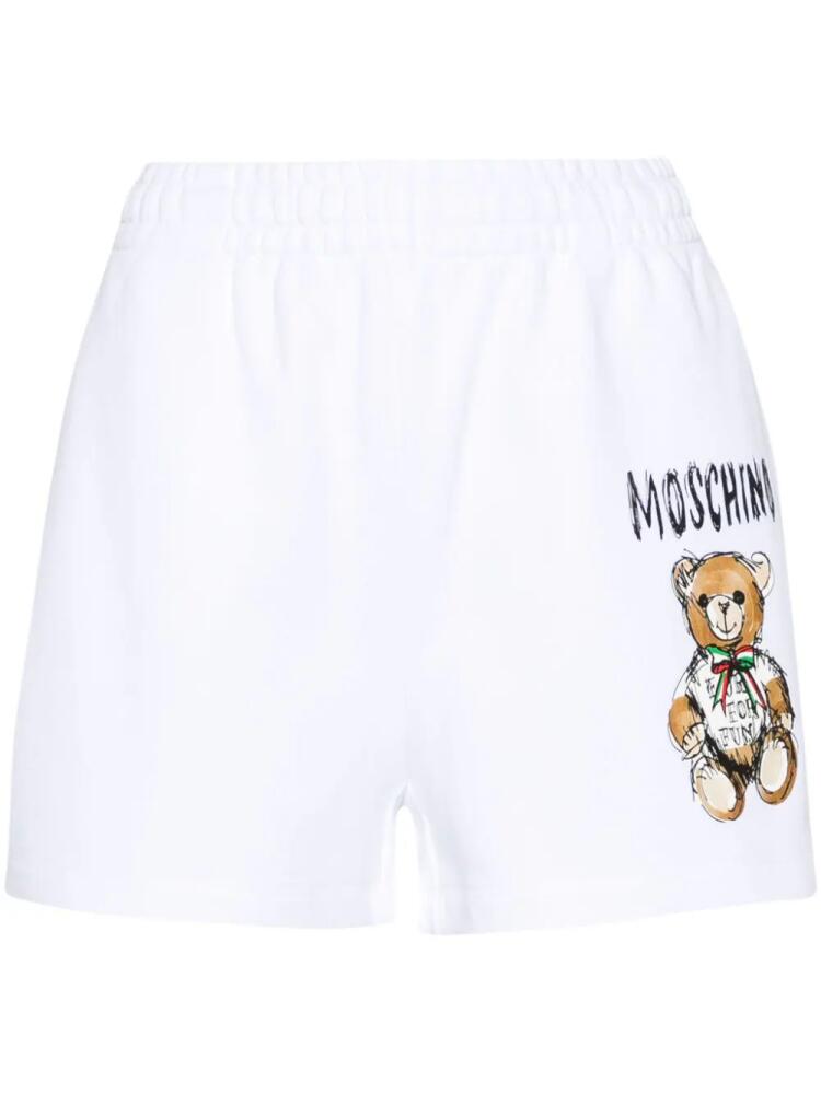 Moschino Teddy Bear-print cotton mini shorts - White Cover