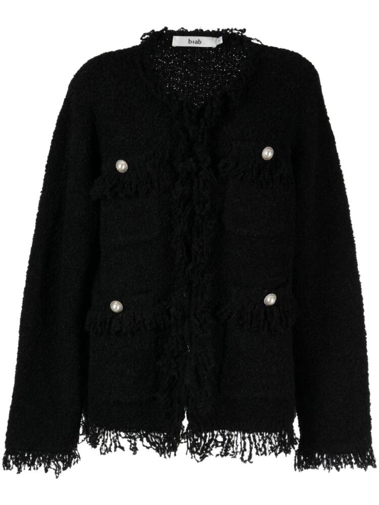 b+ab frayed-trim tweed cardigan - Black Cover