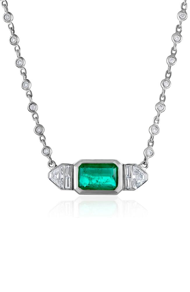 Mindi Mond Emerald Shield Pendant Necklace in Platinum/Diamond/Emerald Cover