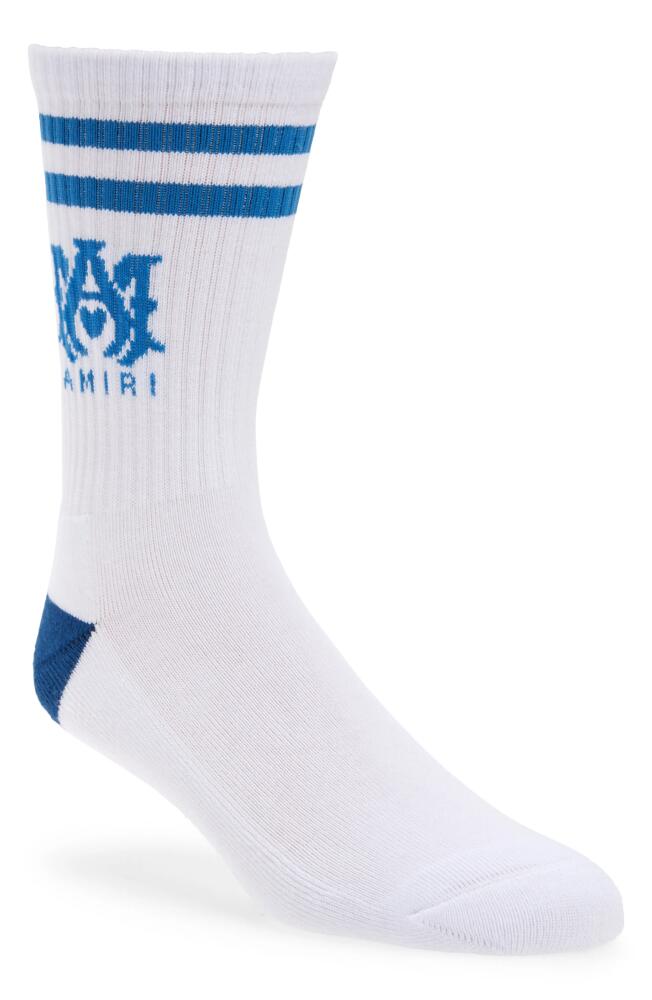 AMIRI MA Stripe Cotton Blend Socks in White Blue Cover