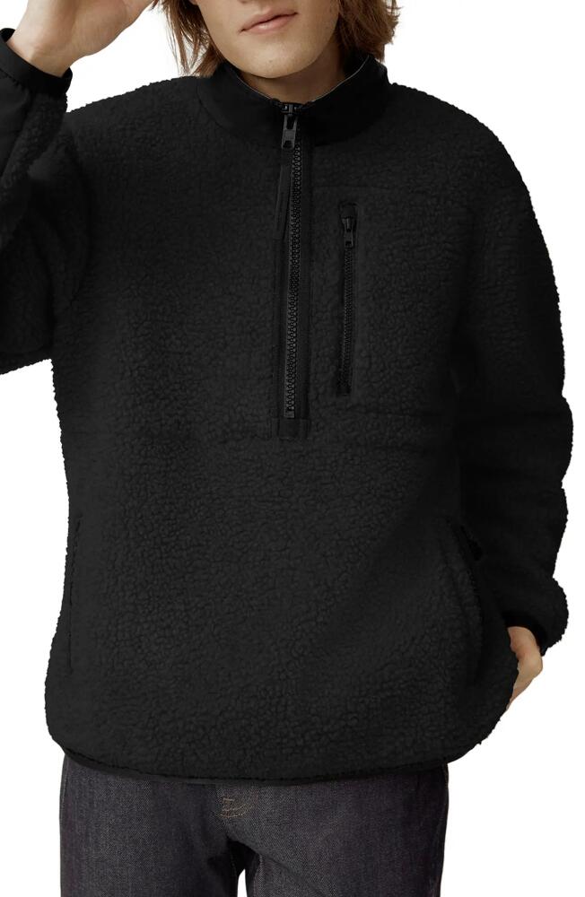 Canada Goose Renfrew Wool Blend Fleece Half Zip Pullover in Black - Noir Cover