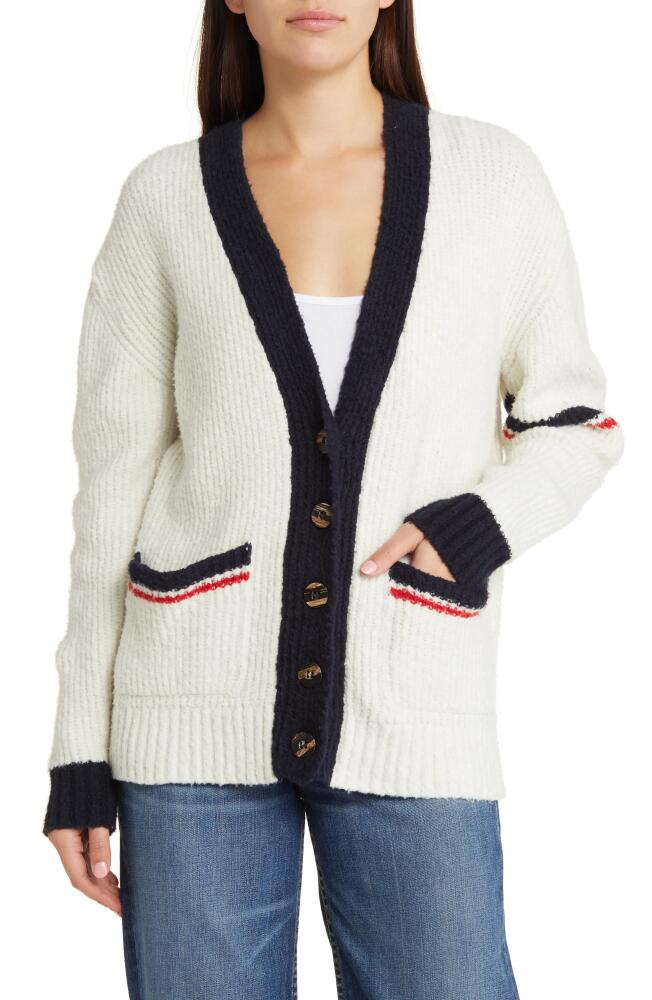 ASKK NY V-Neck Varsity Cardigan in Ivory Cover