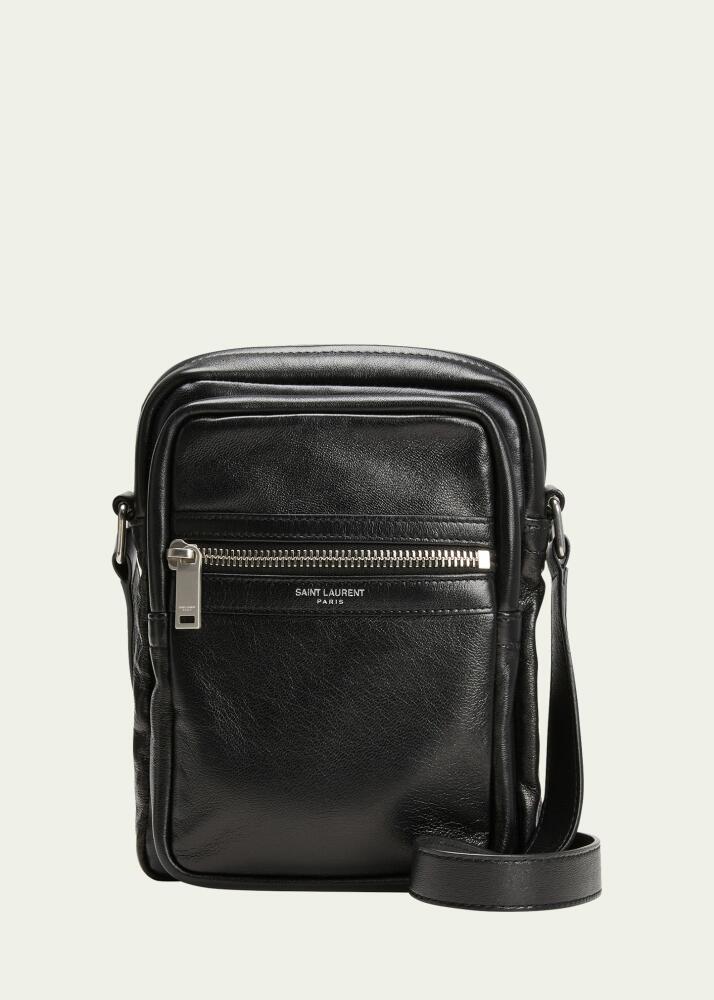 Saint Laurent Men's Brad Soft Leather Crossbody Pouch Bag Cover