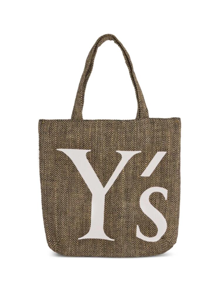 Y's logo-print jute tote bag - Neutrals Cover