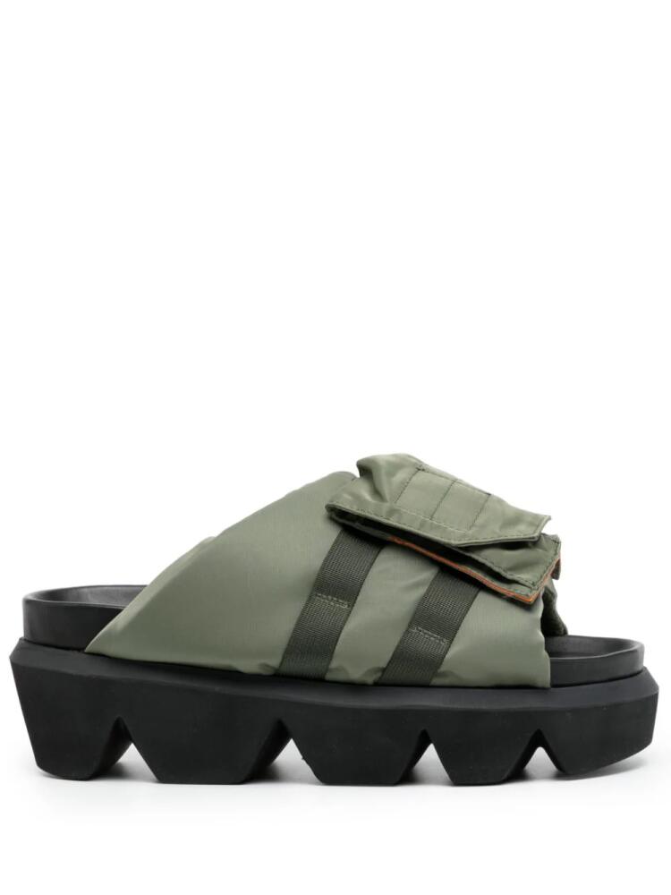 sacai pocket-strap chunky slides - Green Cover