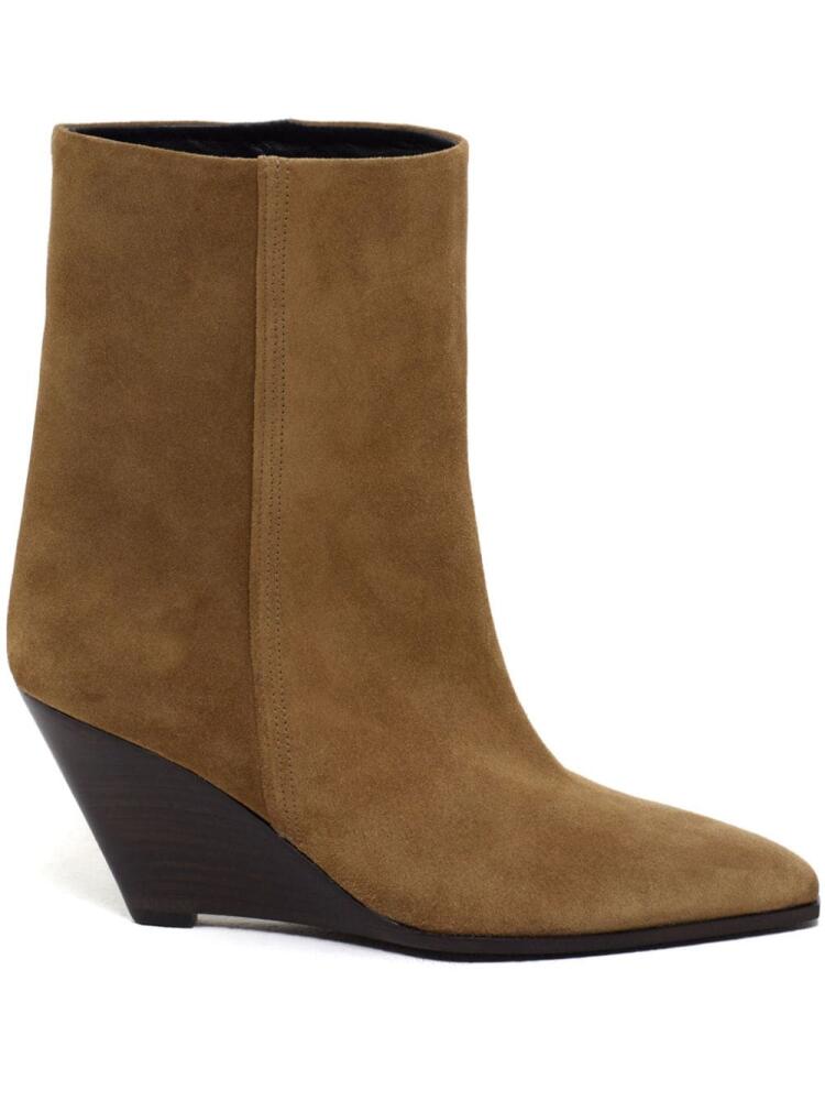 Closed 70mm suede wedge boots - Brown Cover