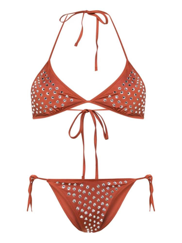 PARAMIDONNA Livia crystal-embellished bikini set - Brown Cover