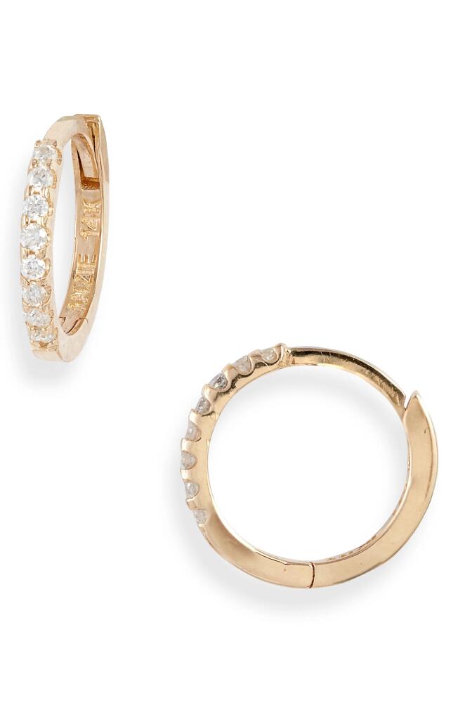 Anzie Cleo Mini Pavé Diamond Huggie Hoop Earrings in Gold/Diamond Cover