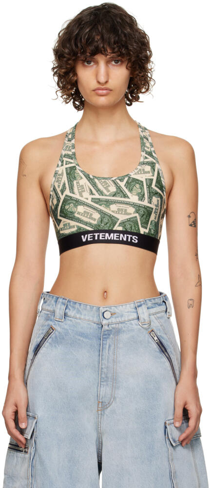 VETEMENTS Off-White & Green Million Dollar Sport Bra Cover