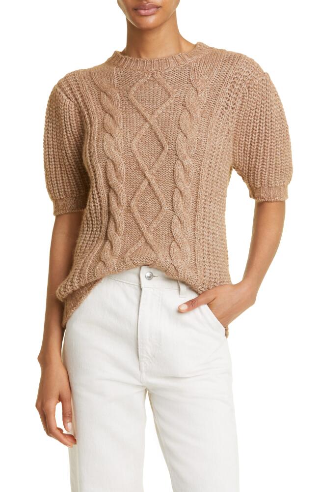 Eleventy Mixed Stitch Puff Sleeve Alpaca & Cotton Sweater in Beige Melange Cover