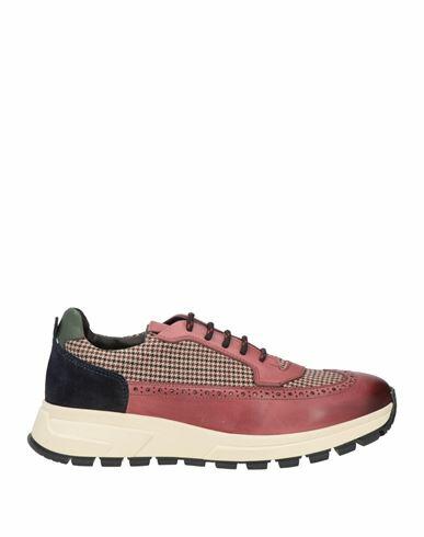 Angelo Pallotta Man Sneakers Brick red Soft Leather, Textile fibers Cover