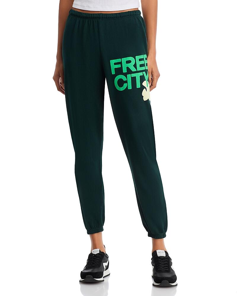 Free City Cotton Logo Sweatpants in Green plant Cover