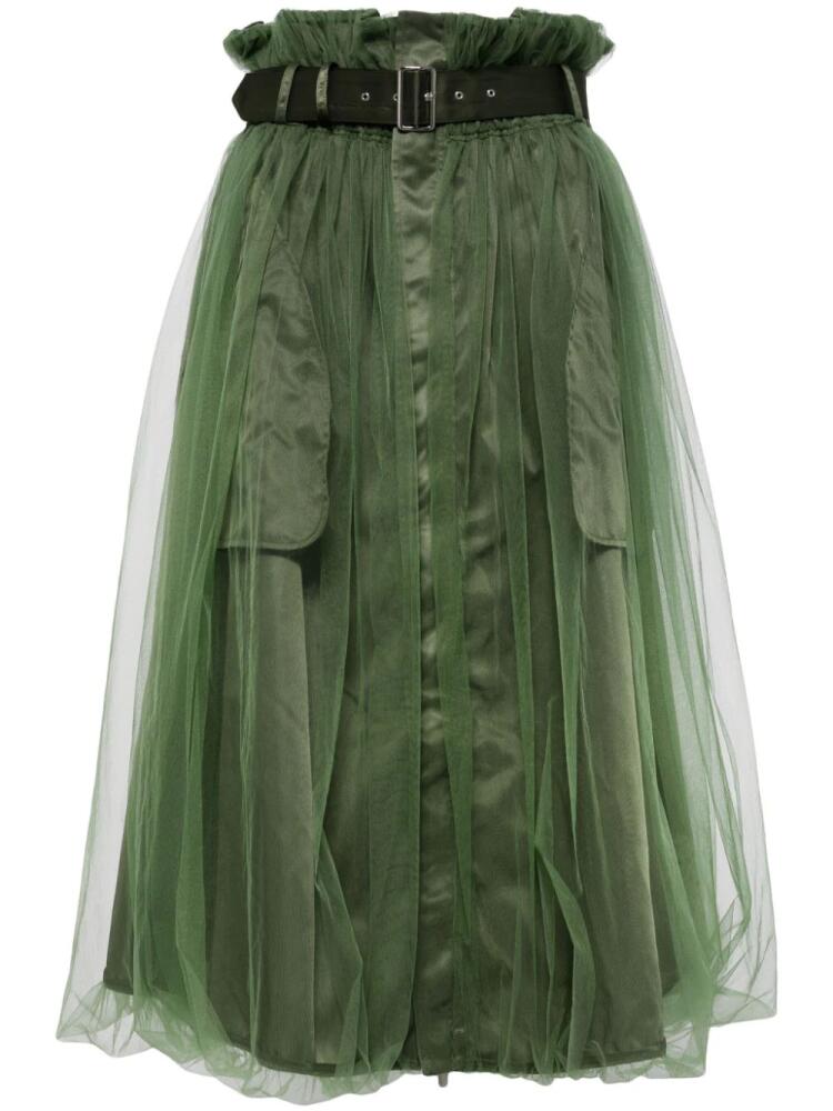 Noir Kei Ninomiya belted tulle skirt - Green Cover