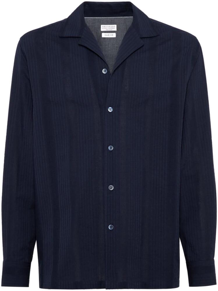 Brunello Cucinelli jacquard stripe cotton shirt - Blue Cover