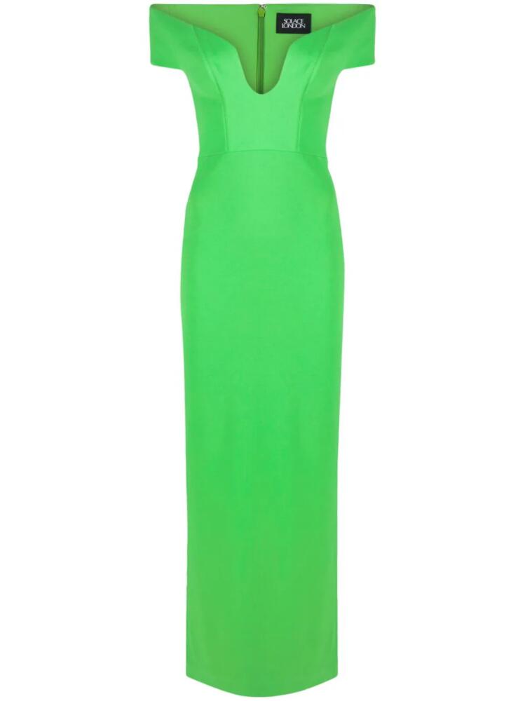 Solace London Marlowe off-shoulder gown - Green Cover