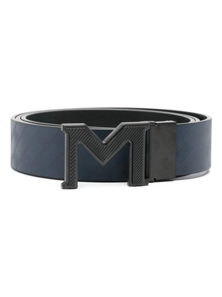 Montblanc logo-buckle leather belt - Blue Cover