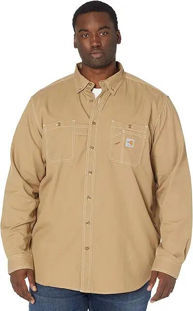 Carhartt Big Tall Flame-Resistant Force Original Fit Lightweight Long Sleeve Button Front Shirt (Dark Khaki) Men's Clothing Cover