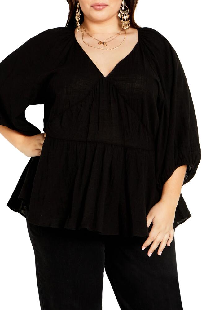 City Chic Julia V-Neck Top in Black Cover