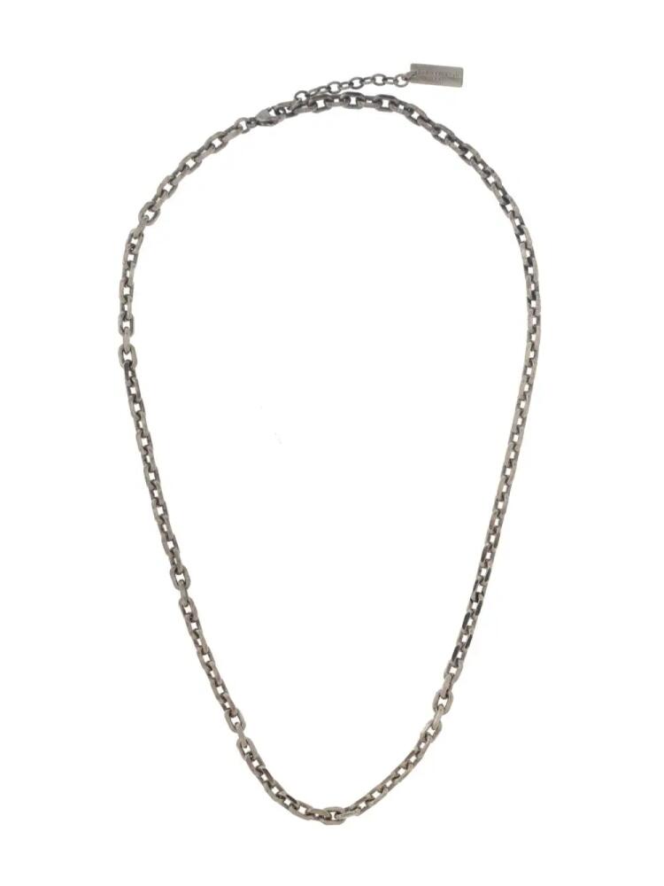 Saint Laurent logo-plaque brass necklace - Silver Cover