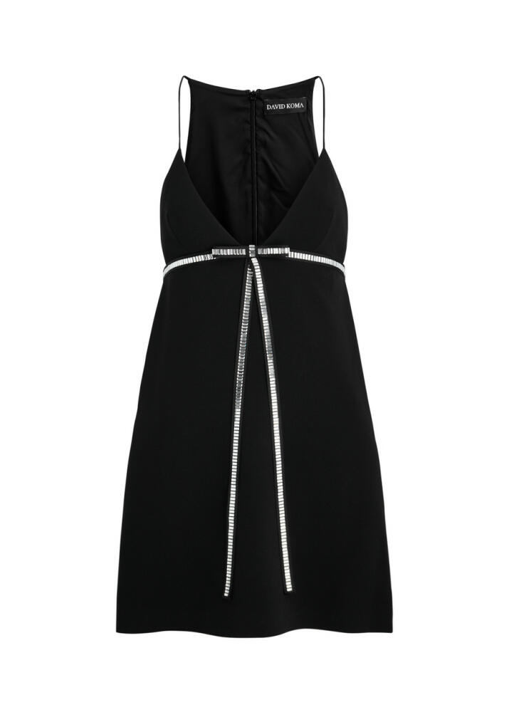 David Koma Crystal Bow-embellished Mini Dress - Black And Silver Cover