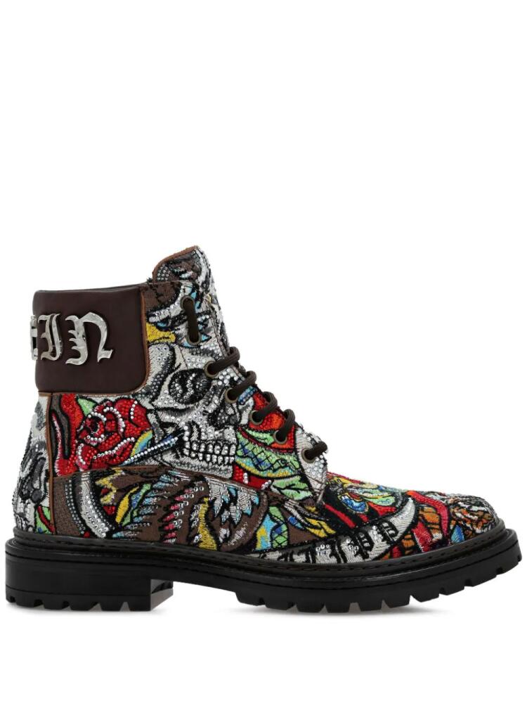 Philipp Plein Mid Tattoo leather ankle boots - Brown Cover