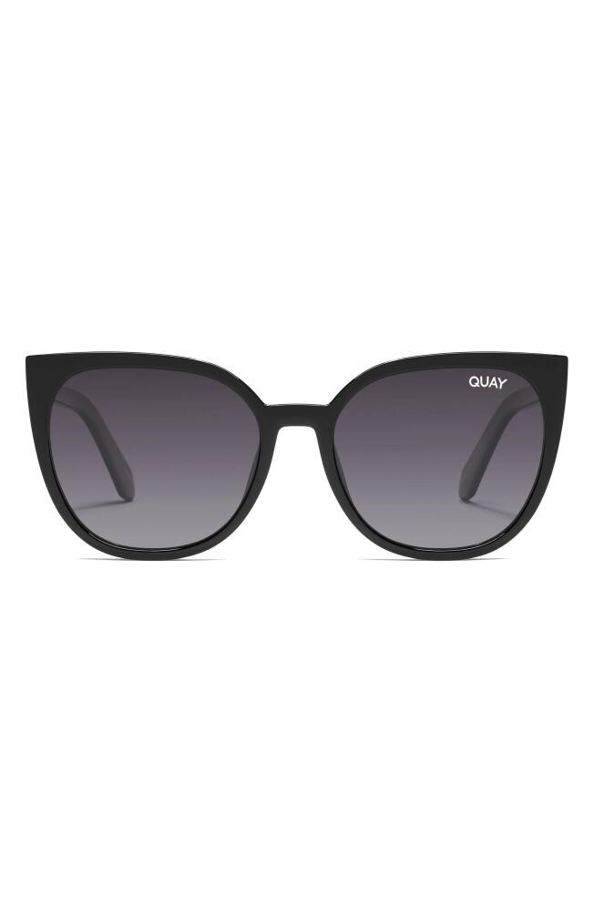 QUAY Staycation 57mm Polarized Cat Eye Sunglasses in Black/Smoke Polarized Cover