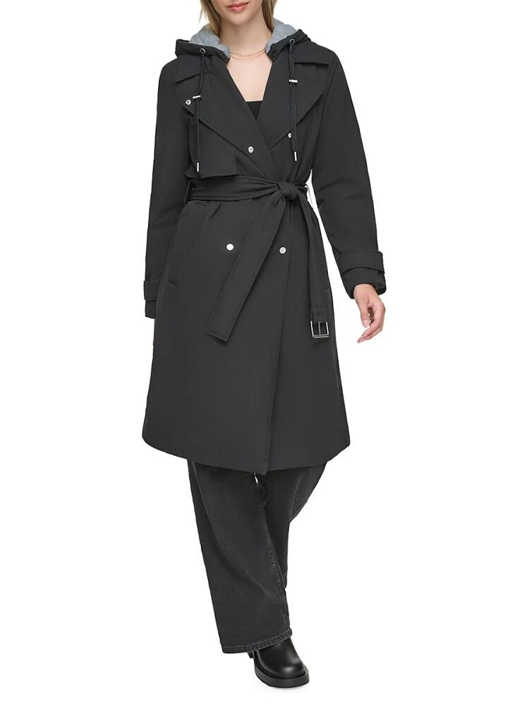 Andrew Marc Women's Evesham Mixed Media Insulated Trench Coat - Black Cover