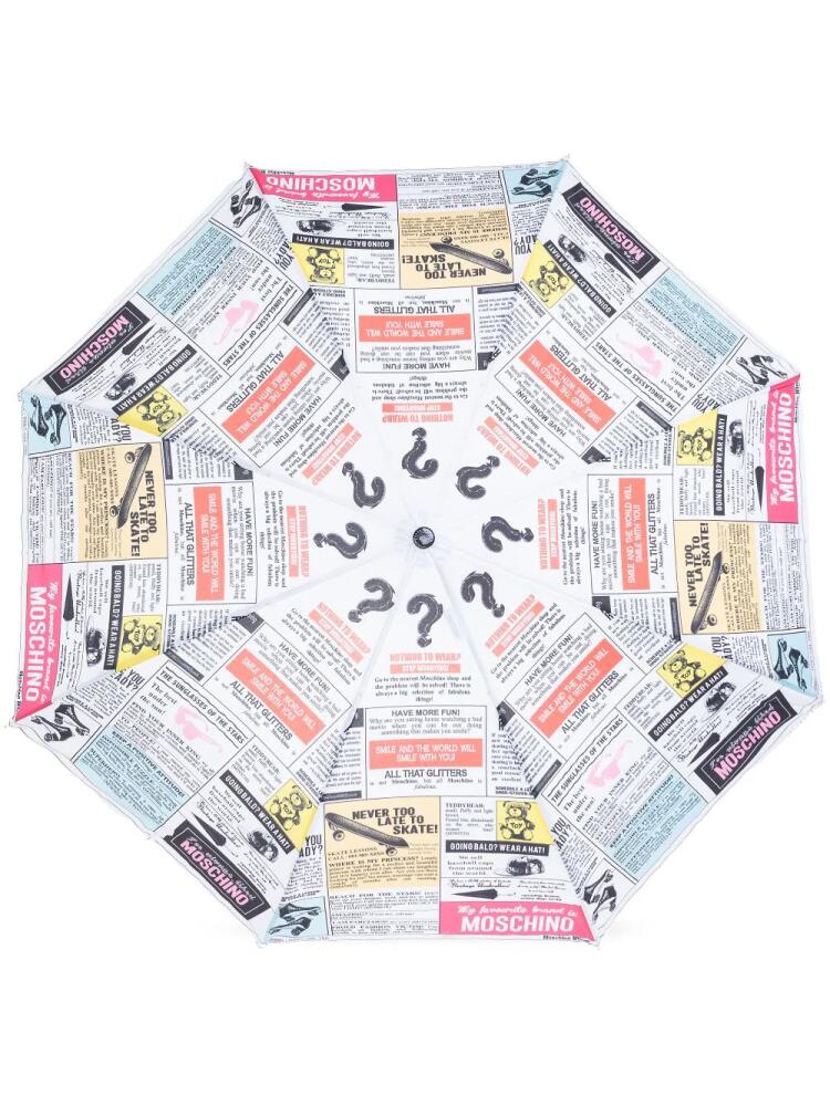 Moschino newspaper-print compact umbrella - White Cover