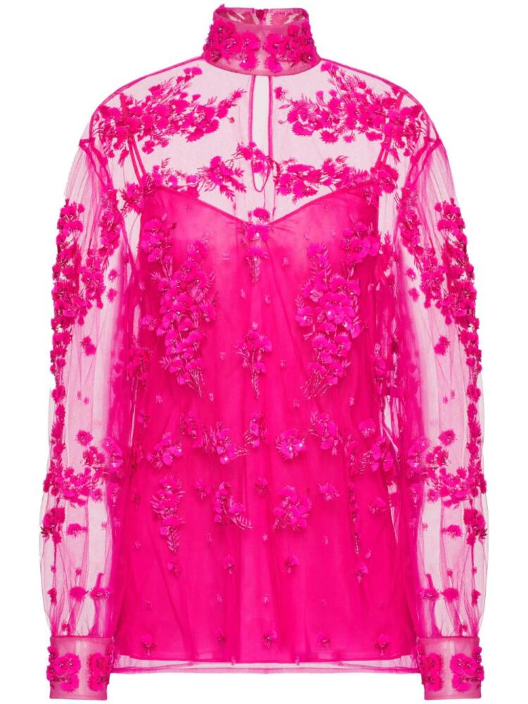 Valentino Garavani Tulle Illusione embroidered blouse - Pink Cover