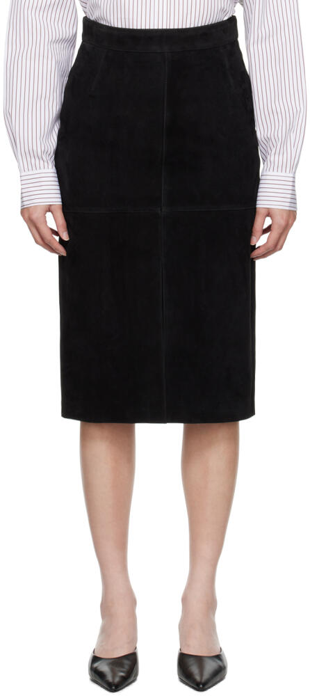 TOTEME Black Paneled Midi Skirt Cover