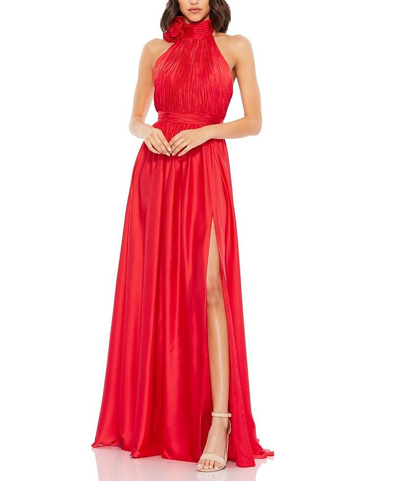 Mac Duggal Rosette Halter Chiffon Evening Gown Cover