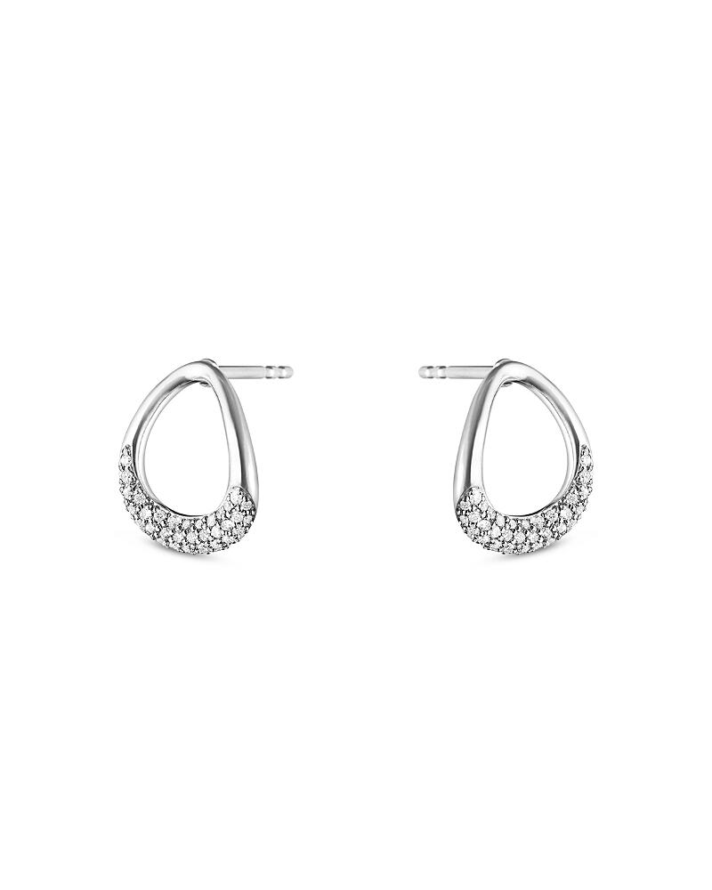 Georg Jensen Sterling Silver Offspring Pave Diamond Stud Earrings Cover