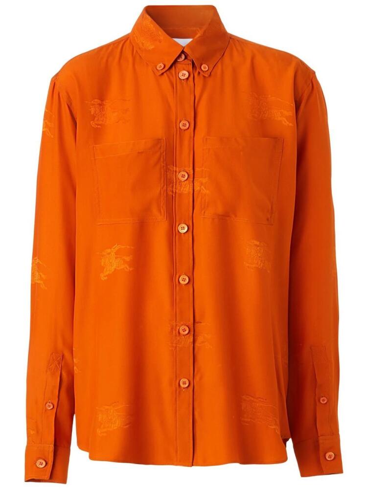 Burberry logo-embroidered long-sleeve shirt - Orange Cover