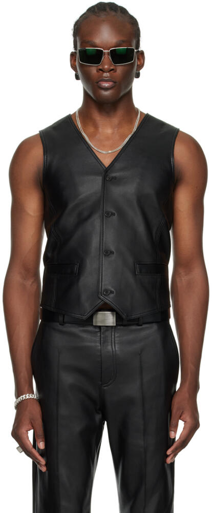 LU'U DAN SSENSE Exclusive Black Tailored Leather Vest Cover