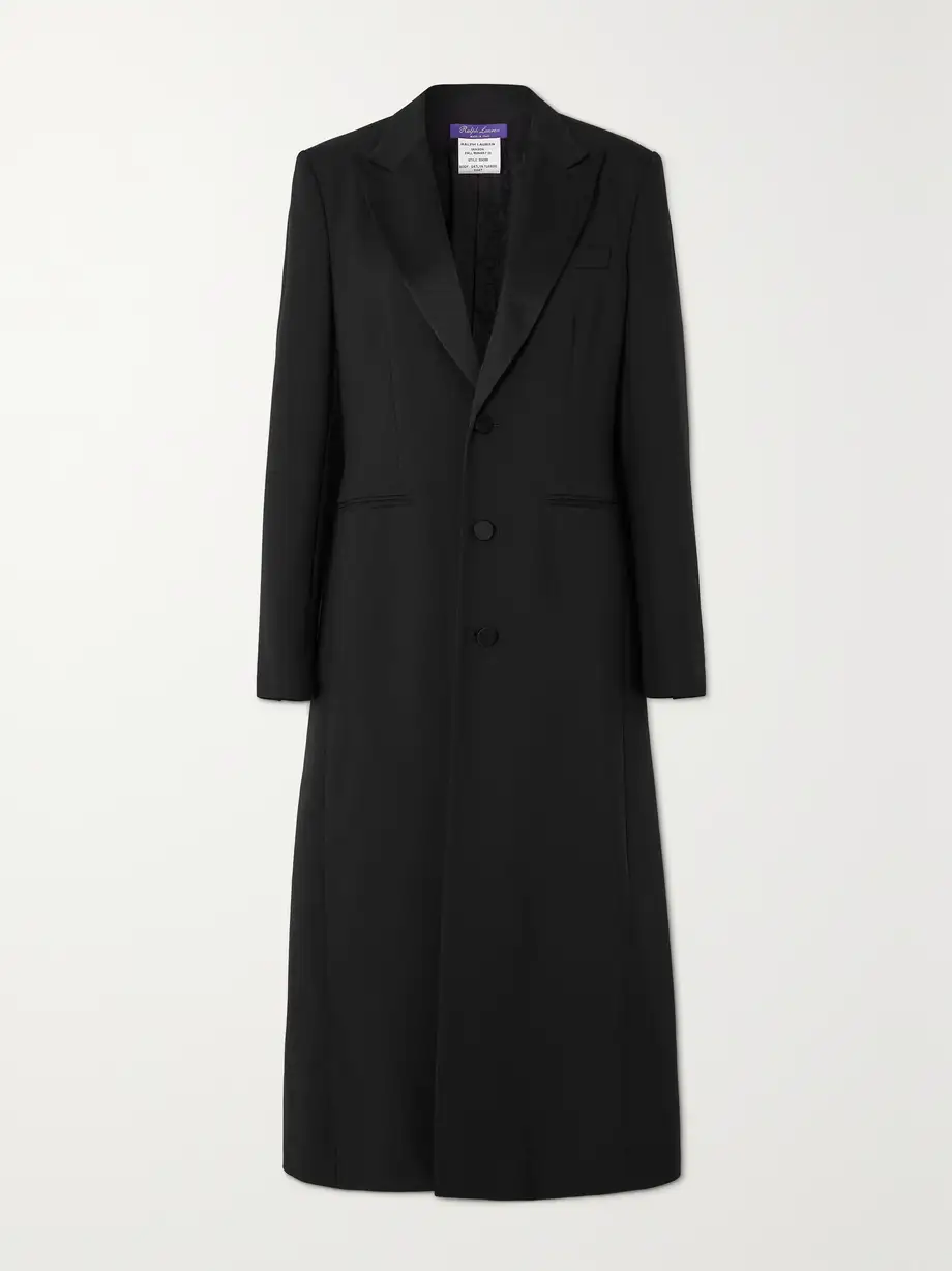 Ralph Lauren Collection - Gatlin Silk-satin Trimmed Wool And Silk-blend Coat - Black Cover