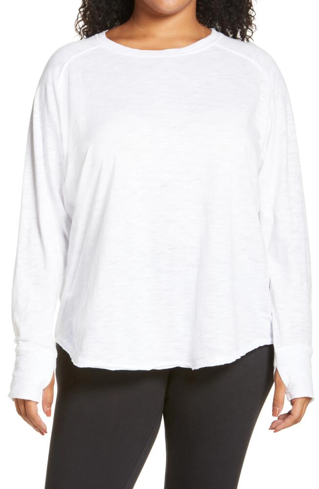 zella Relaxed Washed Cotton Long Sleeve T-Shirt in White Cover