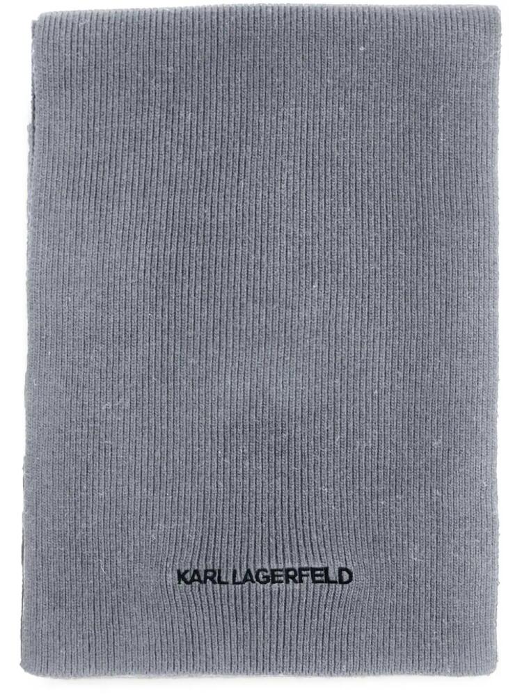 Karl Lagerfeld K/Essential ribbed-knit scarf - Grey Cover