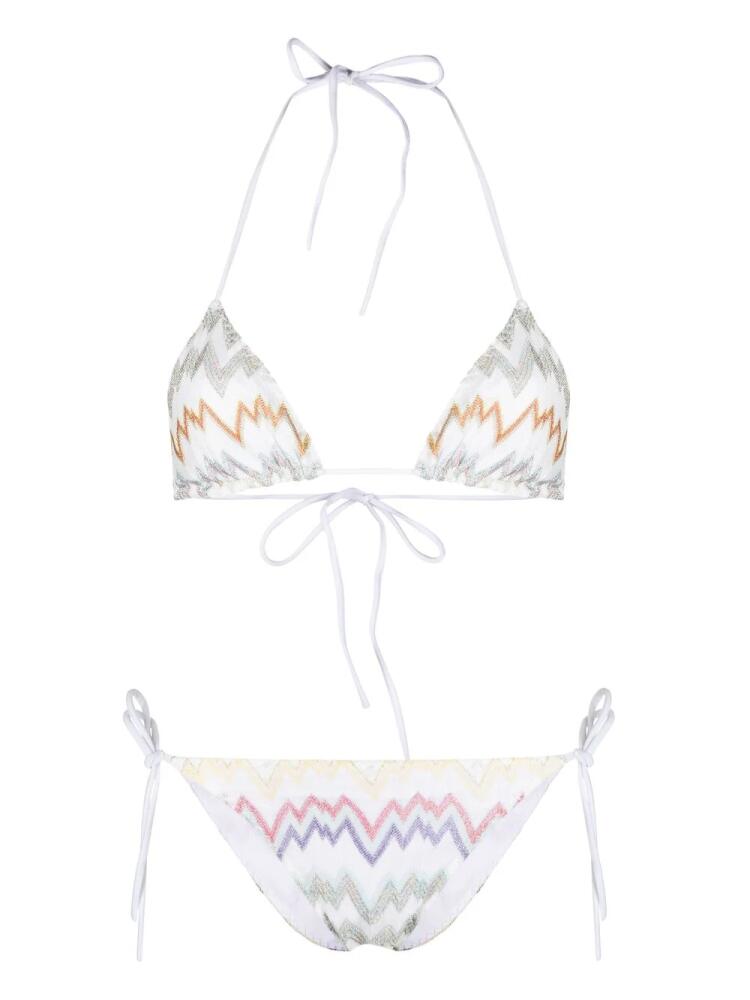 Missoni zig-zag-woven triangle bikini - White Cover