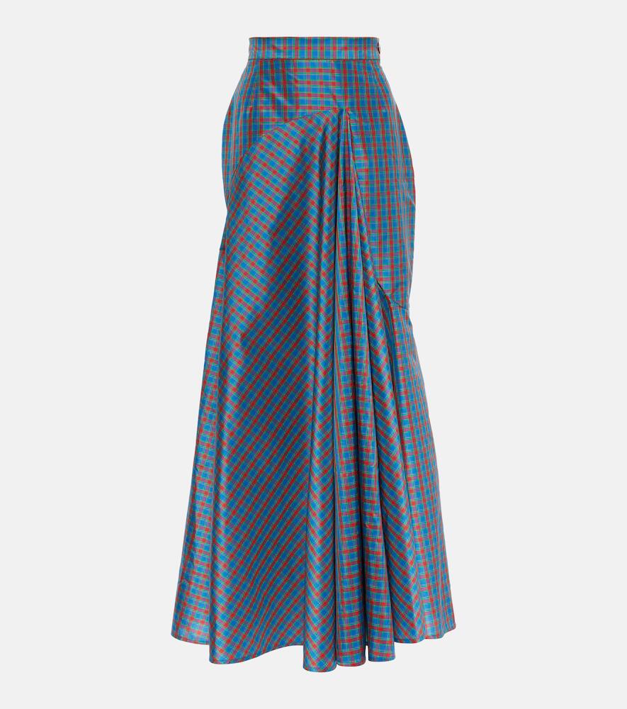 Vivienne Westwood Checked ruffled silk-blend maxi skirt Cover