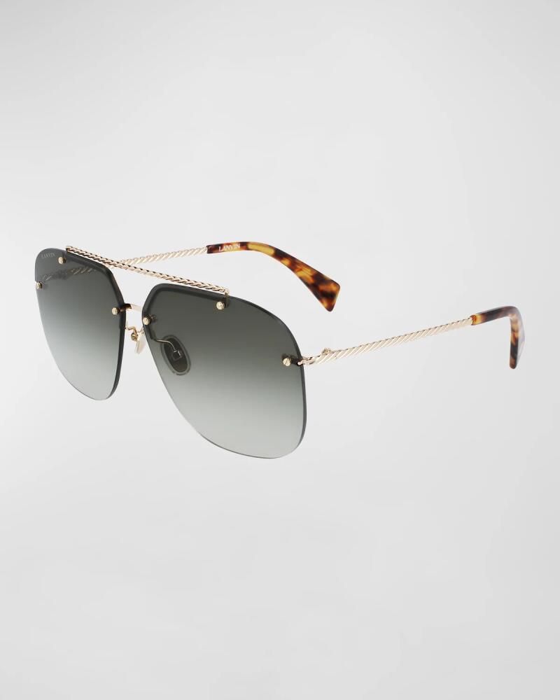 Lanvin Babe Rimless Studded Metal Aviator Sunglasses Cover