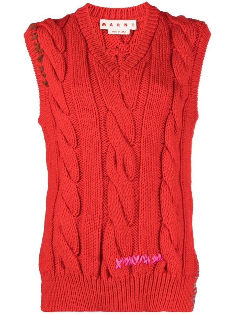 Marni cable-knit asymmetric vest - Red Cover