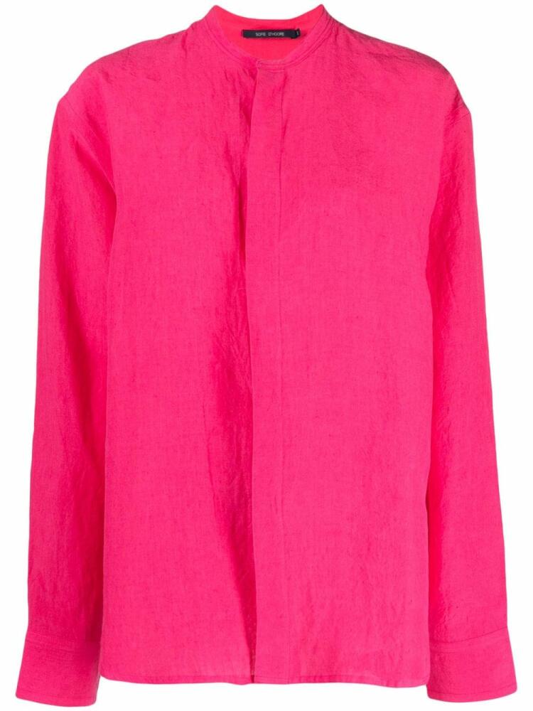 Sofie D'hoore long-sleeve linen/flax shirt - Pink Cover