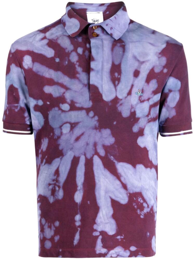 Stain Shade tie-die print cotton polo shirt - Purple Cover