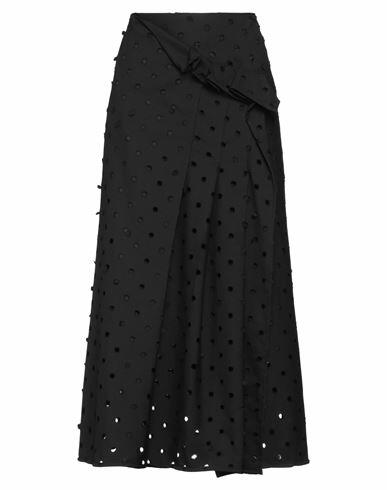 Yohji Yamamoto Woman Midi skirt Black Wool, Polyester Cover